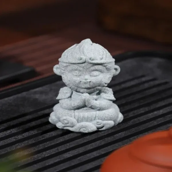 Adorno de té para mascota Chibi Wukong de mito negro