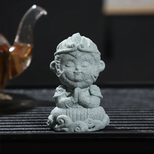 Adorno de té para mascota Chibi Wukong de mito negro